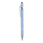 Caneta de alumínio com ponteira e tinta azul cor azul pastel