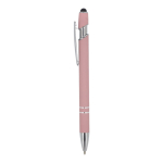 Caneta de alumínio com ponteira e tinta azul cor rosa pastel