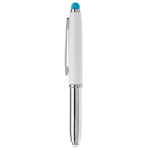 Caneta com ponta em diferentes cores e com luz cor azul-claro