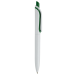 Caneta de plástico branca com botão em cores vivas feita na EU cor verde-escuro quinta vista