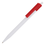 Caneta de plástico com detalhes coloridos na parte superior cor vermelho terceira vista