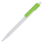 Caneta de plástico com detalhes coloridos na parte superior cor verde-claro terceira vista