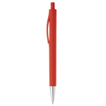 Caneta de plástico com cor completa e ponta metalizada cor vermelho