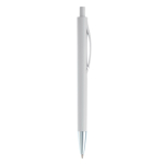 Caneta de plástico com cor completa e ponta metalizada cor branco quinta vista
