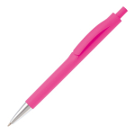 Caneta de plástico com cor completa e ponta metalizada cor cor-de-rosa terceira vista