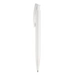 Caneta de plástico com cor completa com botão e feita na EU cor branco