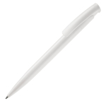 Caneta de plástico com cor completa com botão e feita na EU cor branco terceira vista