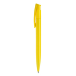Caneta de plástico com cor completa com botão e feita na EU cor amarelo