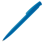 Caneta de plástico com cor completa com botão e feita na EU cor azul-claro terceira vista