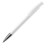 Caneta de botão de pressão de plástico de cores mate feita na EU cor branco terceira vista