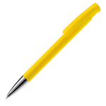 Caneta de botão de pressão de plástico de cores mate feita na EU cor amarelo terceira vista