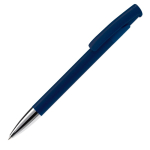 Caneta de botão de pressão de plástico de cores mate feita na EU cor azul-escuro terceira vista
