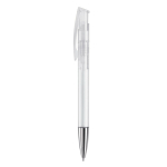 Caneta de plástico transparente colorida com ponta metalizada cor branco transparente