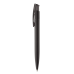 Caneta de plástico de cores com acabamento soft-touch cor preto