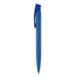 Caneta de plástico de cores com acabamento soft-touch cor azul