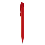 Caneta de plástico de cores com acabamento soft-touch cor vermelho