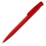 Caneta de plástico de cores com acabamento soft-touch cor vermelho terceira vista