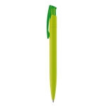 Caneta de plástico de cores com acabamento soft-touch cor verde-lima