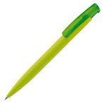 Caneta de plástico de cores com acabamento soft-touch cor verde-lima terceira vista