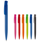 Caneta de plástico de cores com acabamento soft-touch
