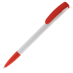 Caneta de plástico com ponta e clip coloridos feita na EU cor vermelho terceira vista