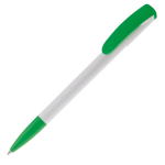 Caneta de plástico com ponta e clip coloridos feita na EU cor verde terceira vista
