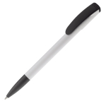 Caneta de plástico com ponta e clip coloridos feita na EU cor branco/preto terceira vista