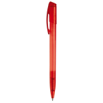 Caneta de plástico transparente colorida com clip arqueado cor vermelho
