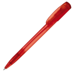 Caneta de plástico transparente colorida com clip arqueado cor vermelho quarta vista