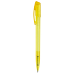 Caneta de plástico transparente colorida com clip arqueado cor amarelo
