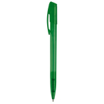Caneta de plástico transparente colorida com clip arqueado cor verde