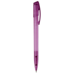 Caneta de plástico transparente colorida com clip arqueado cor roxo