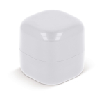 Protetor labial com protetor solar dentro de um cubo giratório cor branco