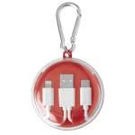 Estojo com mosquetão que inclui auriculares e cabo de carregamento cor vermelho terceira vista
