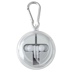 Estojo com mosquetão que inclui auriculares e cabo de carregamento segunda vista