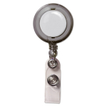 Porta-identificação extensível com logo e clipe de metal Extend cor cinzento transparente