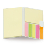 Bloco de notas com diferentes tamanhos e cores de fitas adesivas cor branco segunda vista