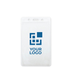Identificador transparente em forma vertical para lanyard 7,5x12cm. vista principal