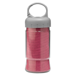Toalha de 30x90 cm apresentada num recipiente transparente com pega cor cor-de-rosa segunda vista