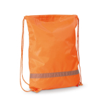 Mochila de cordas de poliéster com banda refletora horizontal cor cor-de-laranja