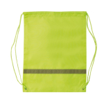 Mochila de cordas de poliéster com banda refletora horizontal cor verde-lima segunda vista