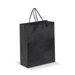 Saco médio de papel laminado de cores com alça de cordão cor preto