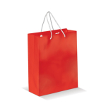 Saco médio de papel laminado de cores com alça de cordão cor vermelho