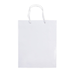 Saco médio de papel laminado de cores com alça de cordão cor branco segunda vista