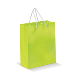 Saco médio de papel laminado de cores com alça de cordão cor verde-lima