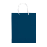 Saco médio de papel laminado de cores com alça de cordão cor azul-escuro segunda vista