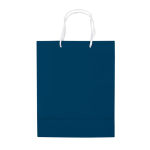 Saco médio de papel laminado de cores com alça de cordão cor azul-escuro terceira vista