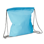 Mochila de cordões non-woven de cores com cordões pretos 75 g/m2 cor azul-claro