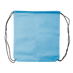 Mochila de cordões non-woven de cores com cordões pretos 75 g/m2 cor azul-claro terceira vista