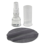 Dispensador em plástico de limpa ecrãs com pano de microfibra 30ml cor branco transparente quarta vista